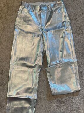 Abercrombie & Fitch Metallic Silver Straight Leg Jeans - Curve Love